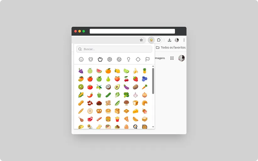 Seletor de emojis da extensão